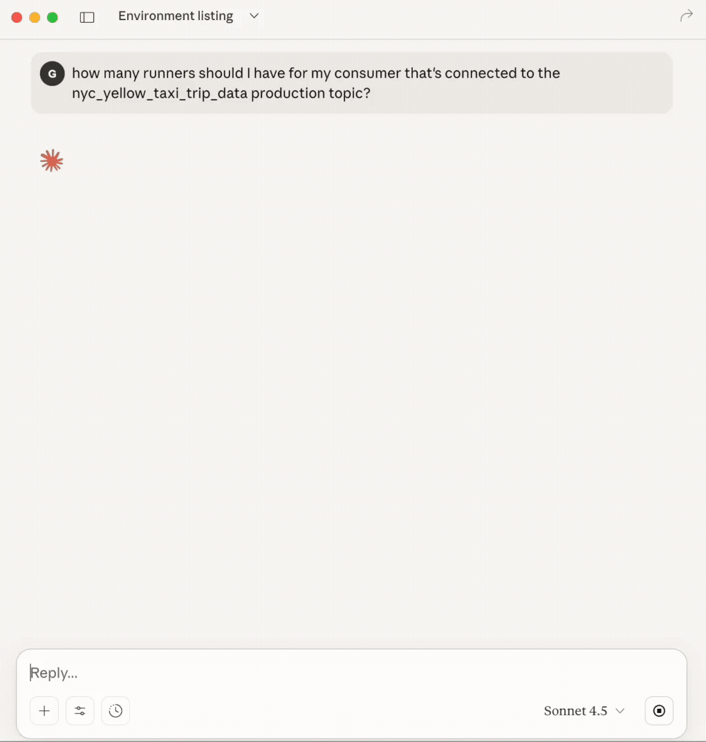 Kafka MCP Server - prompt to get context on runners