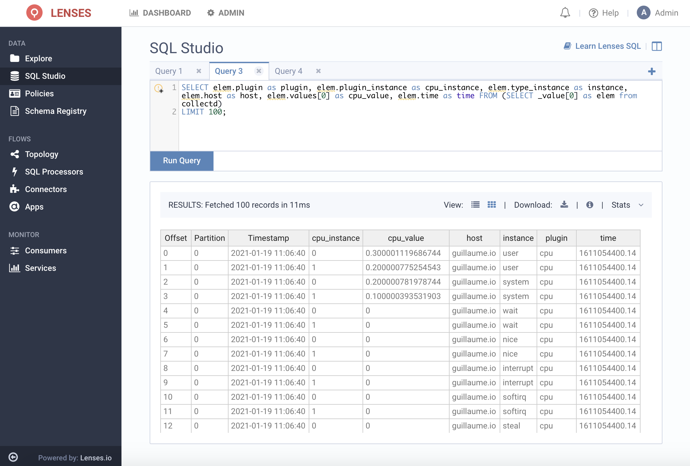 Processing collectd data in Kafka