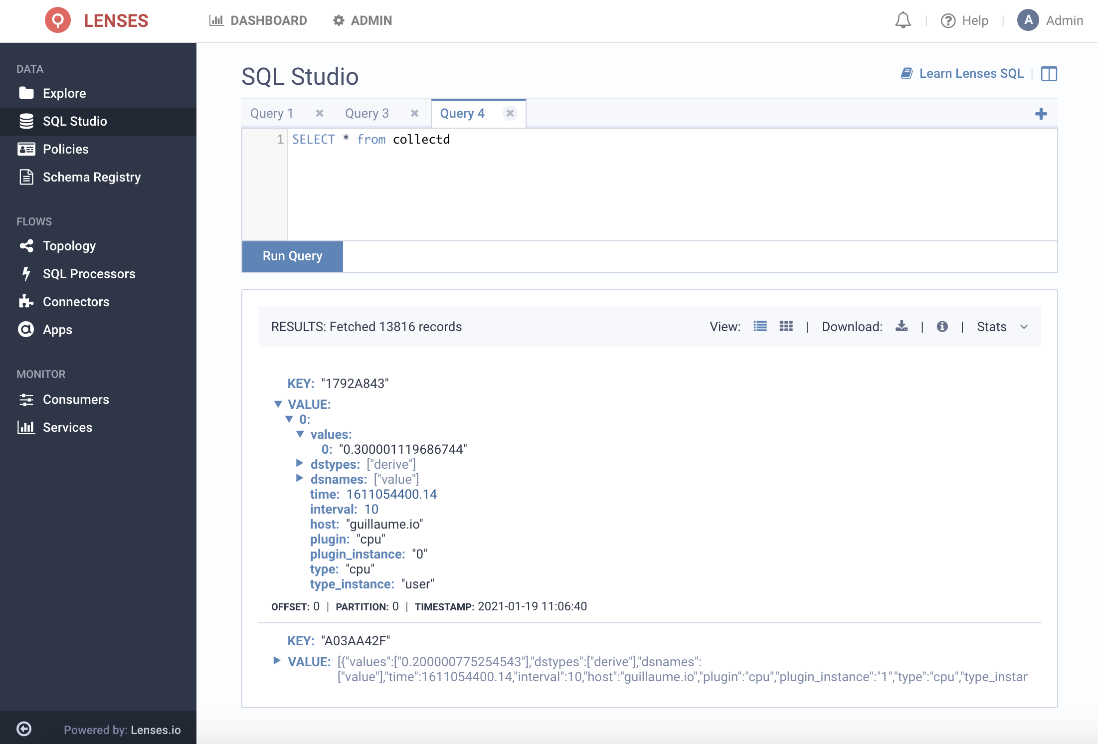 kafka to splunk - exploring collectd data in Kafka