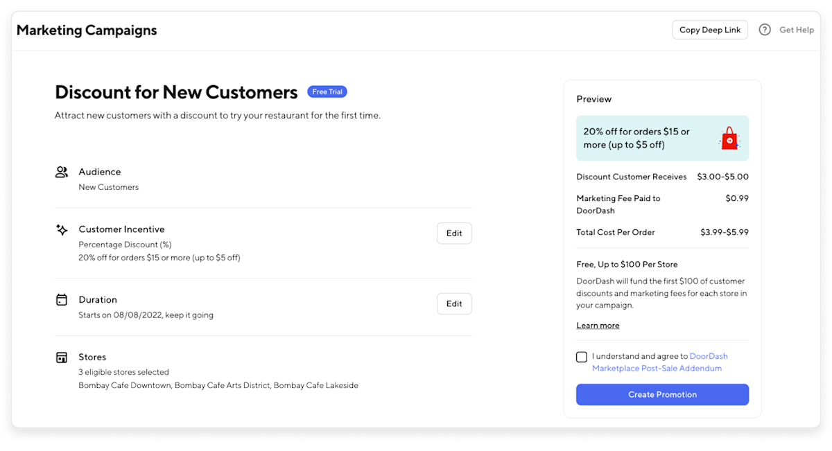 Merchant Portal - Discount for New Customers