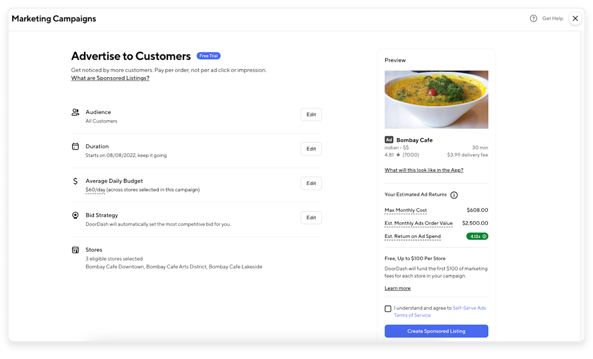 DoorDash - Sponsored Listings