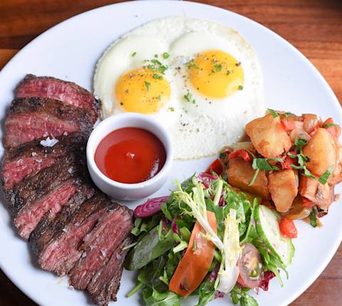 Steak and eggs at Catch Steak