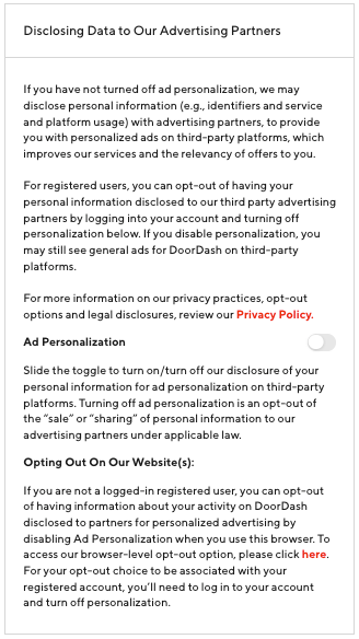 Ad Personalization Off