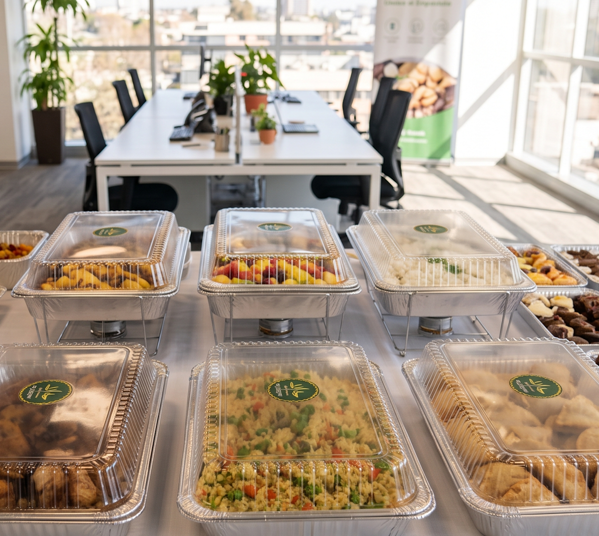 A picture of Halal catering in an office
