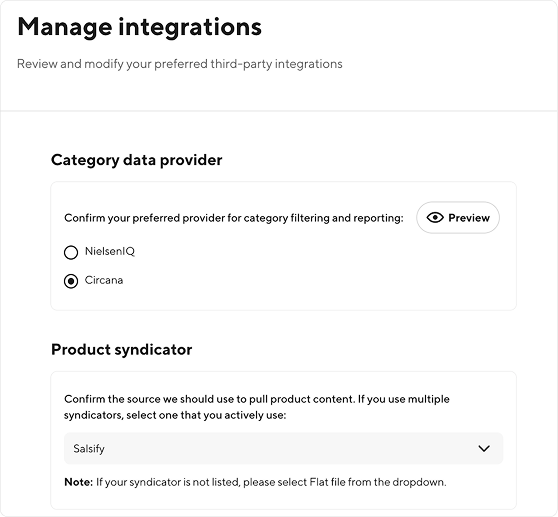 Ads reporting - Integration Settings page