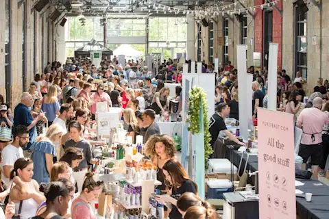 Large crowd of people at arts and crafts fair