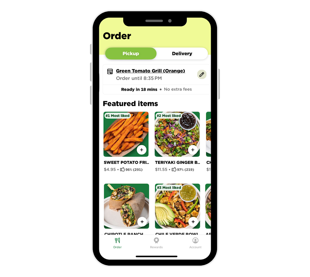 restaurant ordering app - green tomato grill