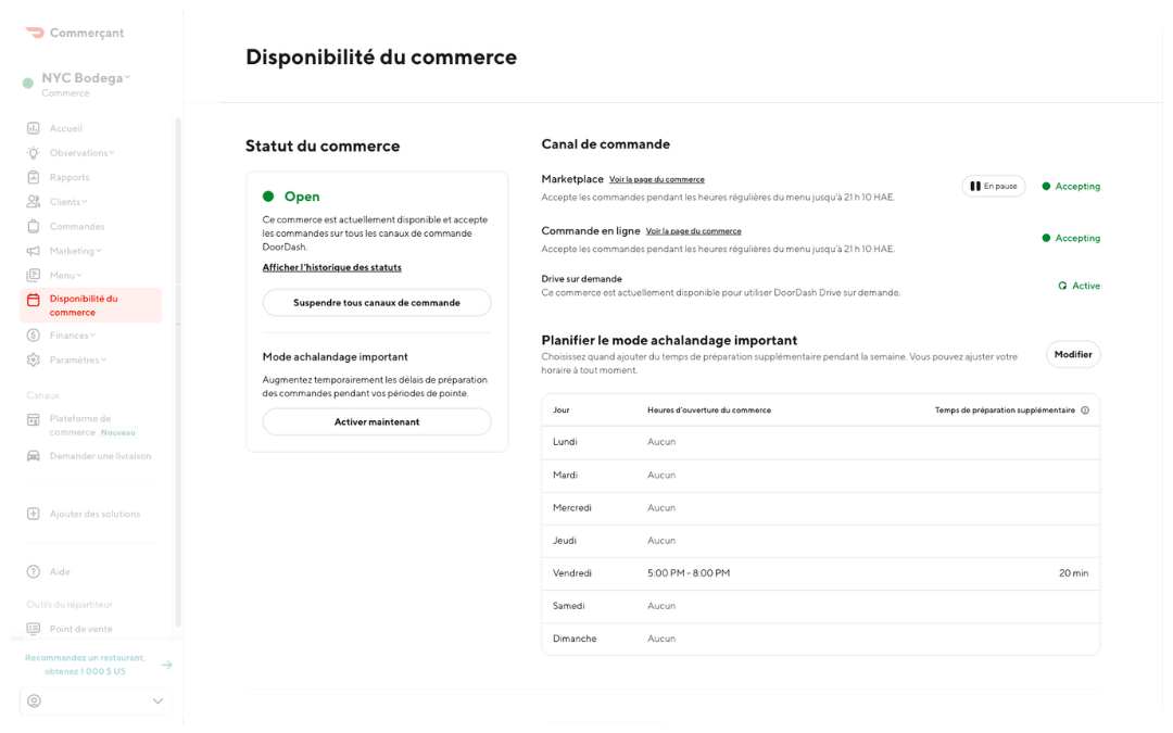Mx - Set Up - Availability - FR-CA