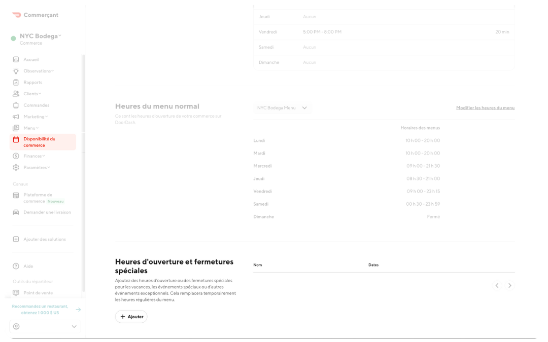 Mx - Set Up - Special Hours - FR-CA