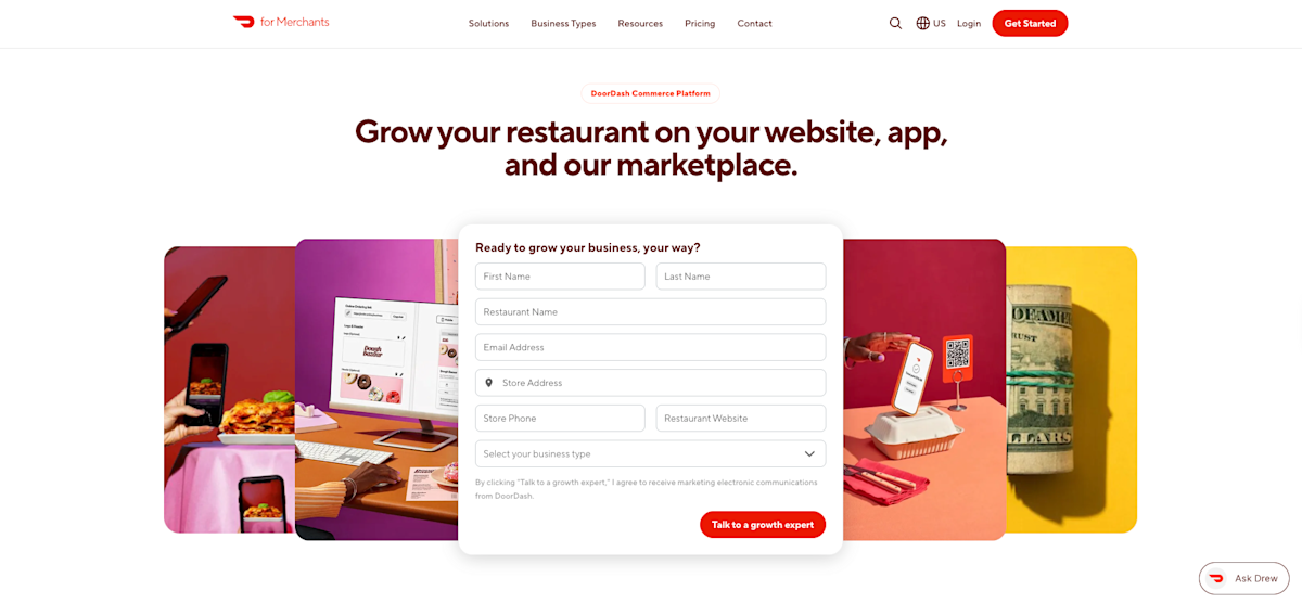 DoorDash Commerce Platform Homepage