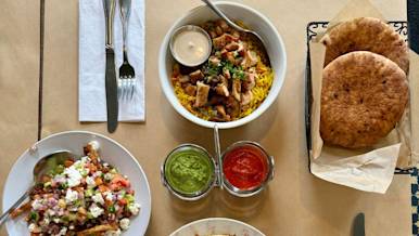 Mx - Oren's Hummus - food flat lay