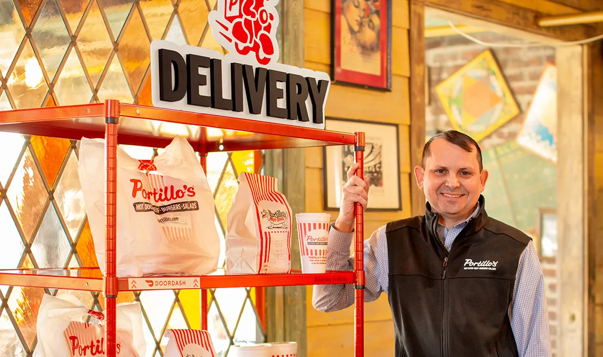 Portillo's pickup racks with Dino