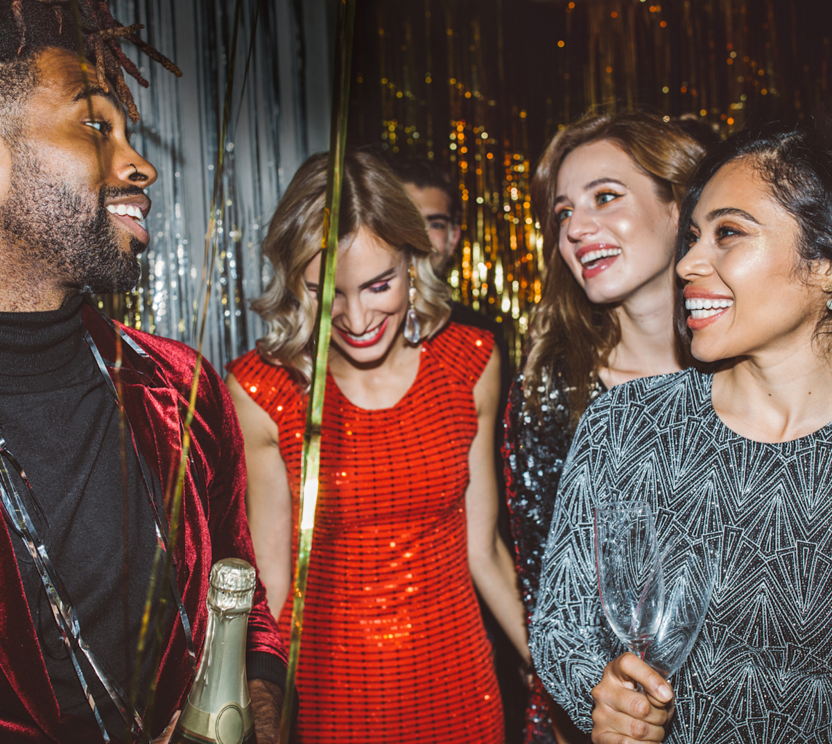 DDfB- woman in red dress, party