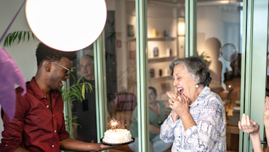 DDfB- older woman birthday cake celebration