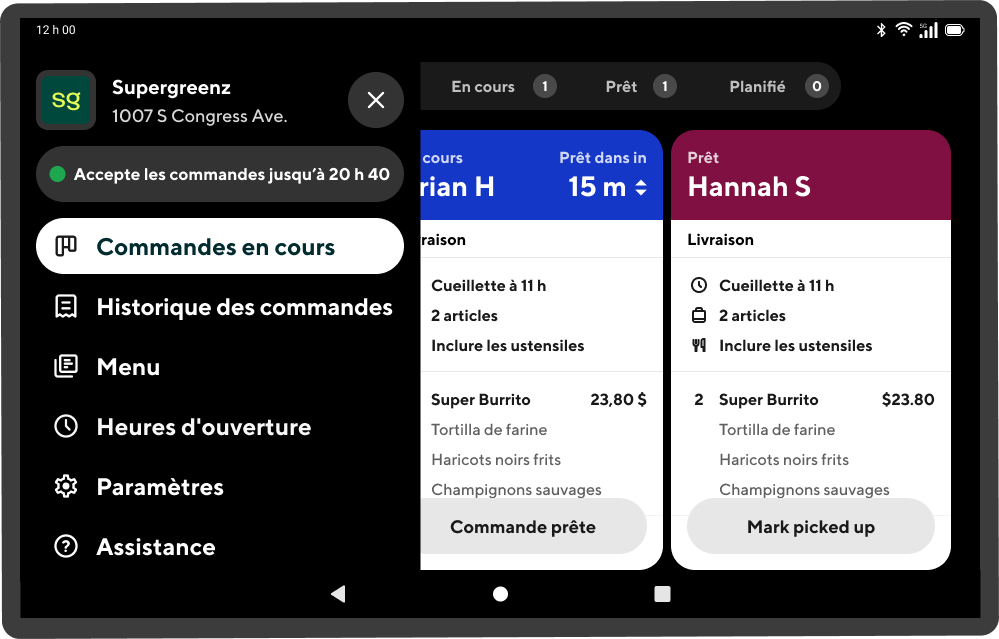 Nav Bar live orders - FR