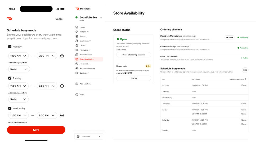 Busy mode and Store availability