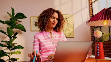 Woman using her laptop