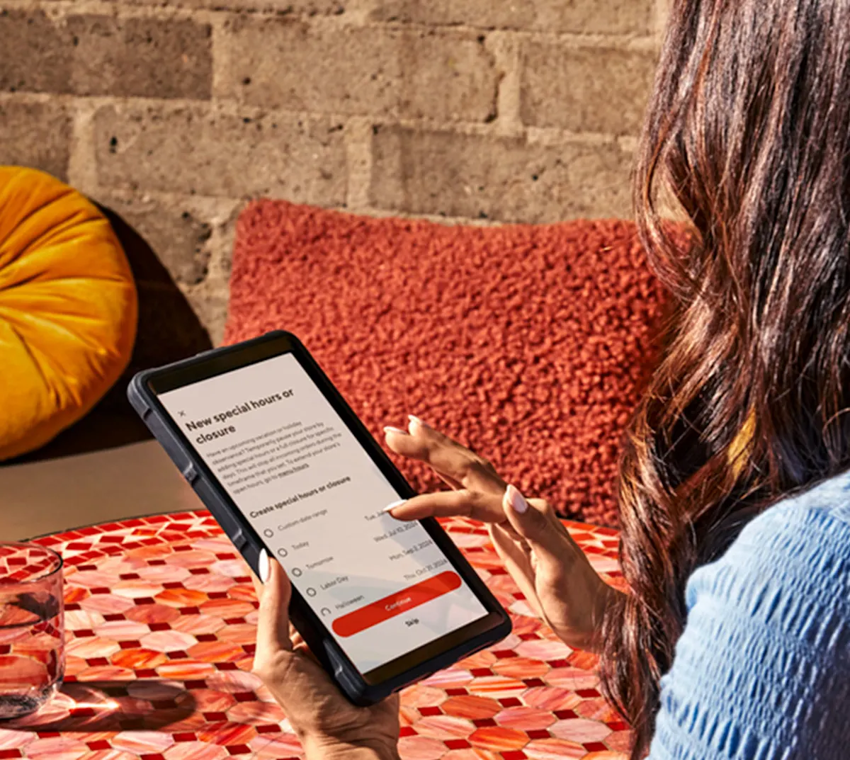 Customer using iPad
