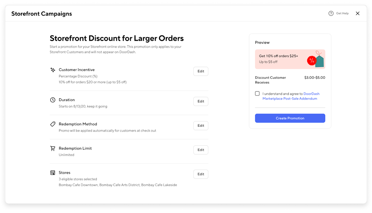 DoorDash - Storefront Promotions