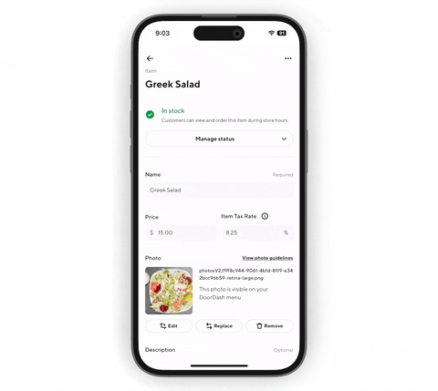 DoorDash AI item description generator