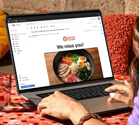 restaurant email marketing merchants laptop example