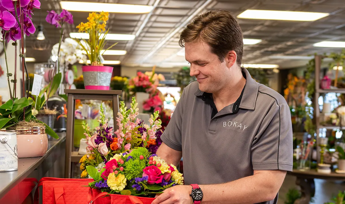 Mx Blog - Family Flowers - Kevin packing bag