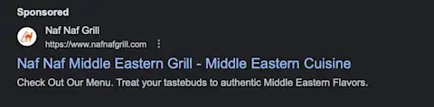 Naf Naf Middle Eastern Grill Google Sponsored post