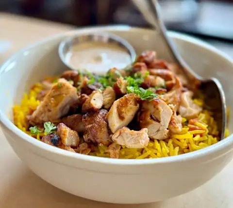 Mx Oren's Hummus chicken rice bowl