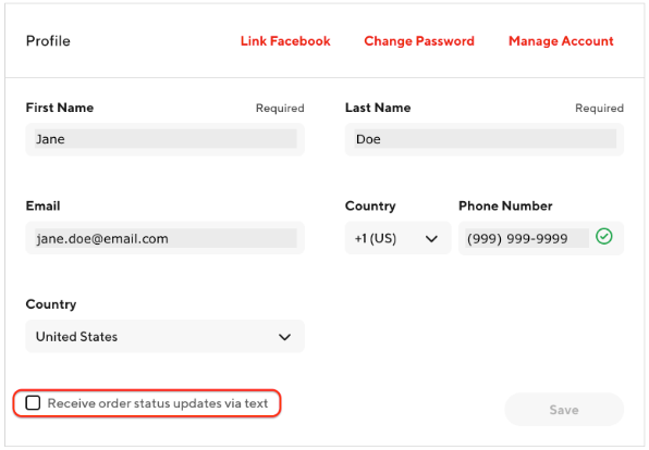 SMS Opt out on web