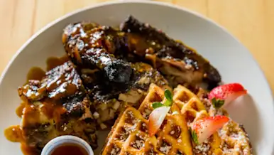jerk chicken/waffles