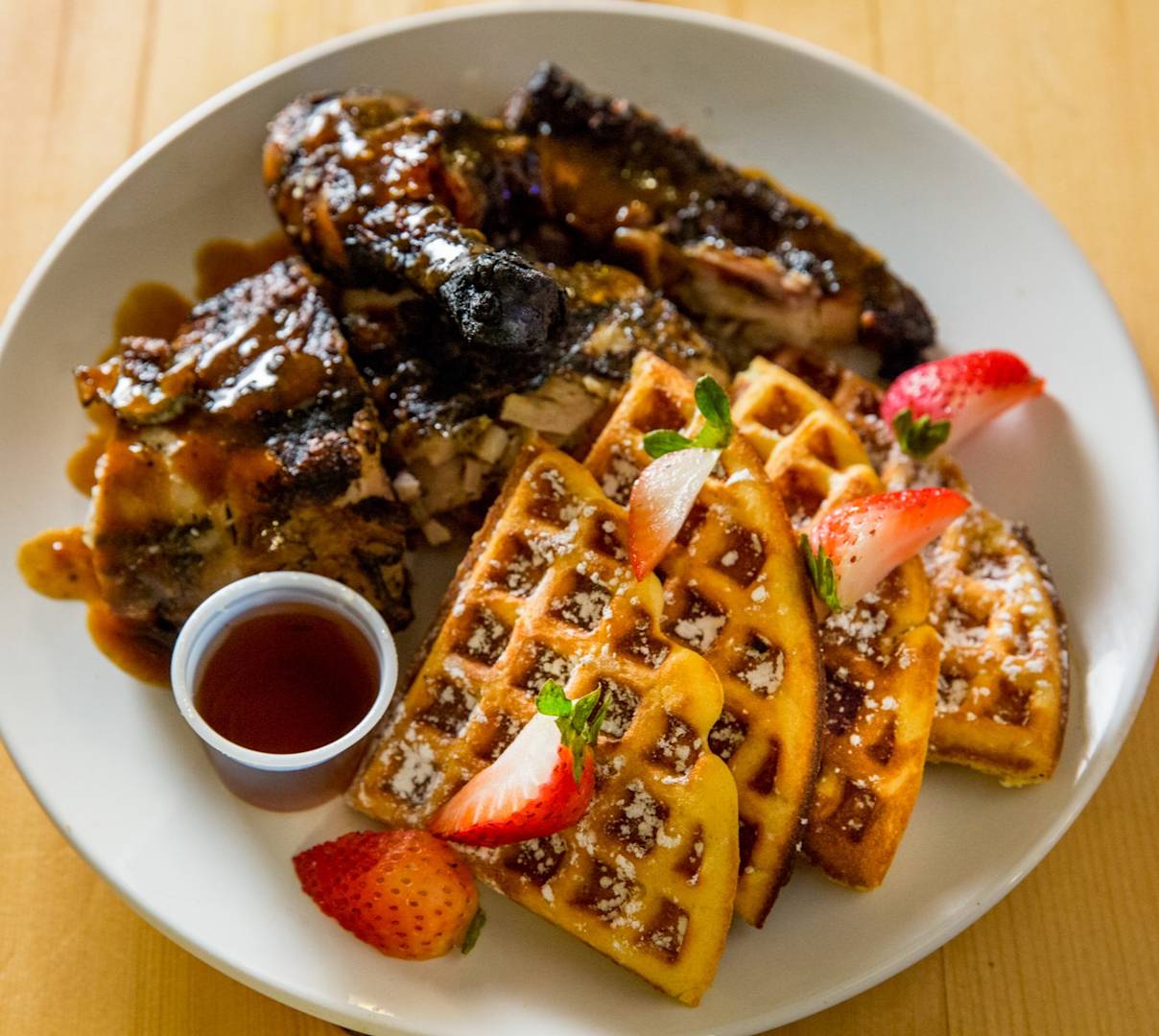 jerk chicken/waffles