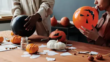 Halloween decorations on a table