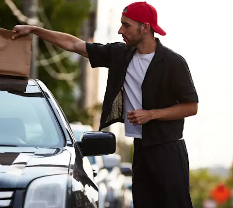 Self-delivery driver by car