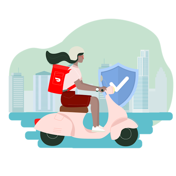 DDI (US) - Corp - Impact - Portable Benefits - Dasher - Moped - Graphic