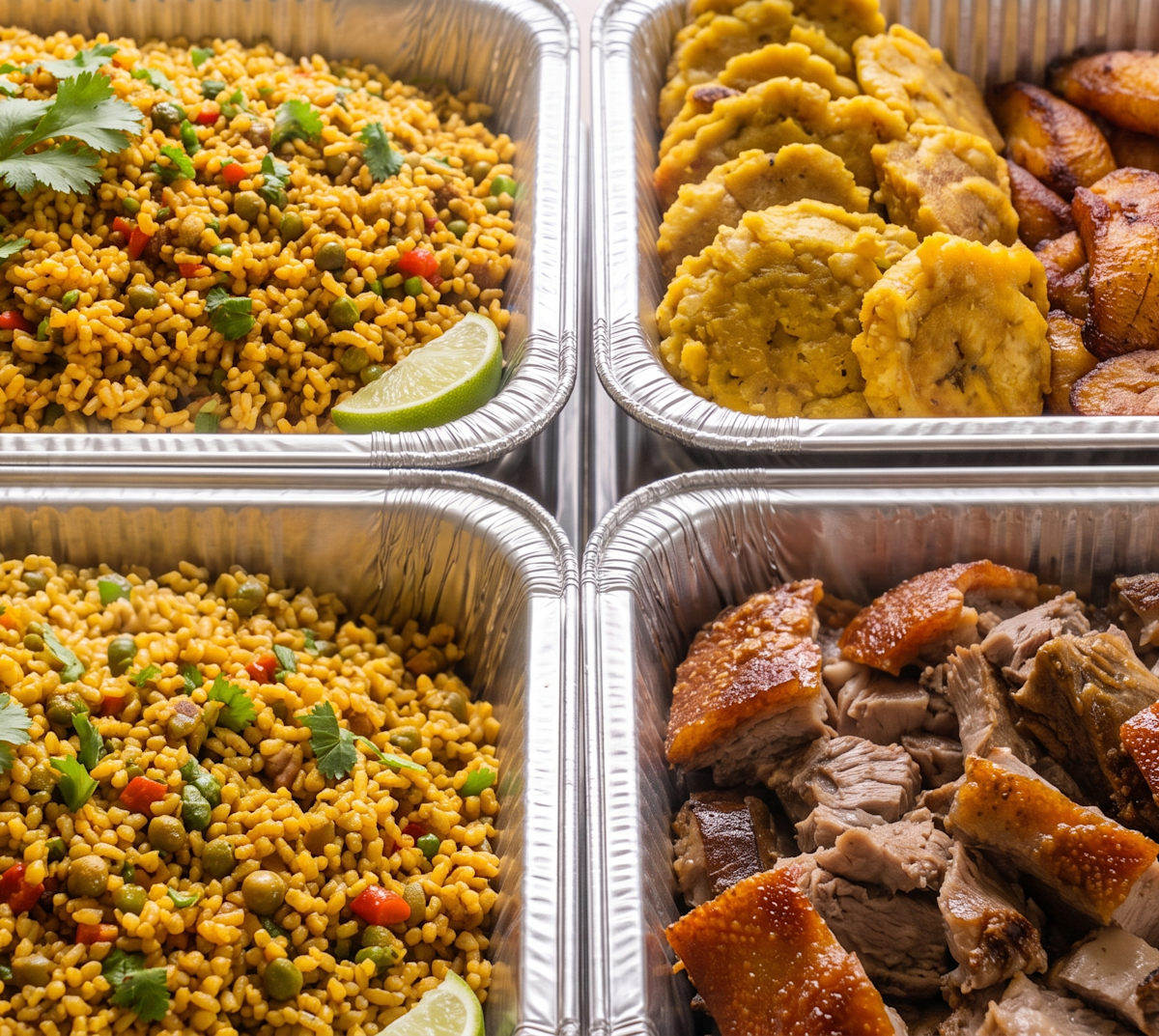 Puerto Rican food in trays