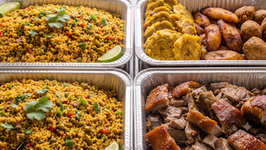 Puerto Rican food in trays
