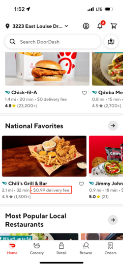 Delivery Fees In-App