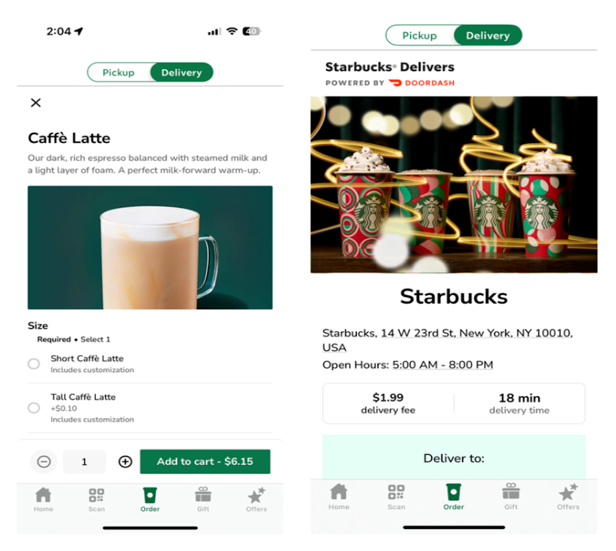 Starbucks Drive and Storefront mobile screenshot