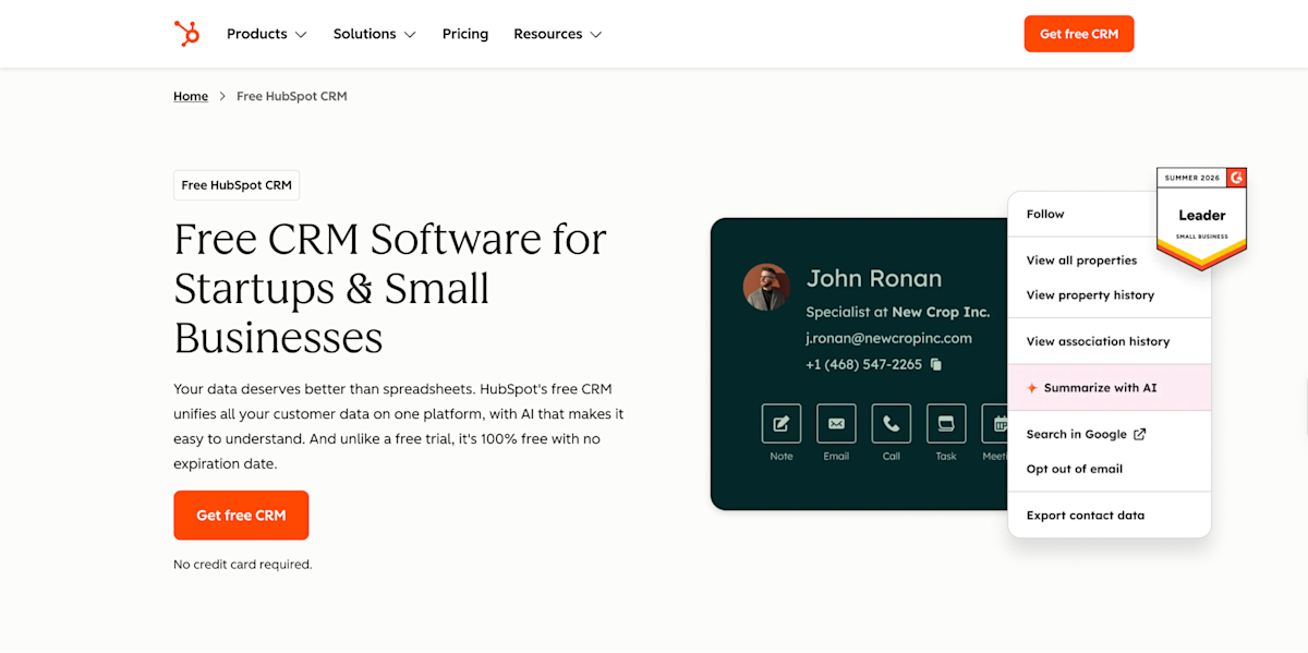 HubSpot CRM Homepage
