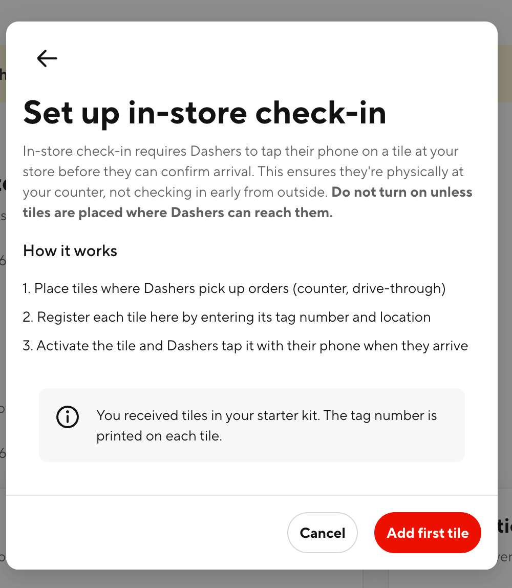 Set up in-store check-in