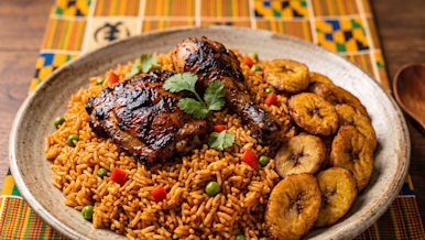 A plate of jollof rice.