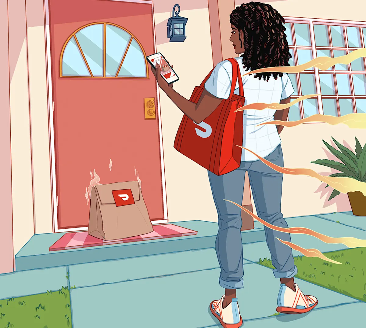 Dx Blog (US/CA/AU/NZ) - Getting Started as a Dasher: What to Expect - Illustration of Dasher at door