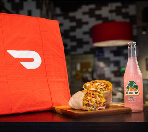 DoorDash order from BarBurrito with a burrito and a Guava Jarritos