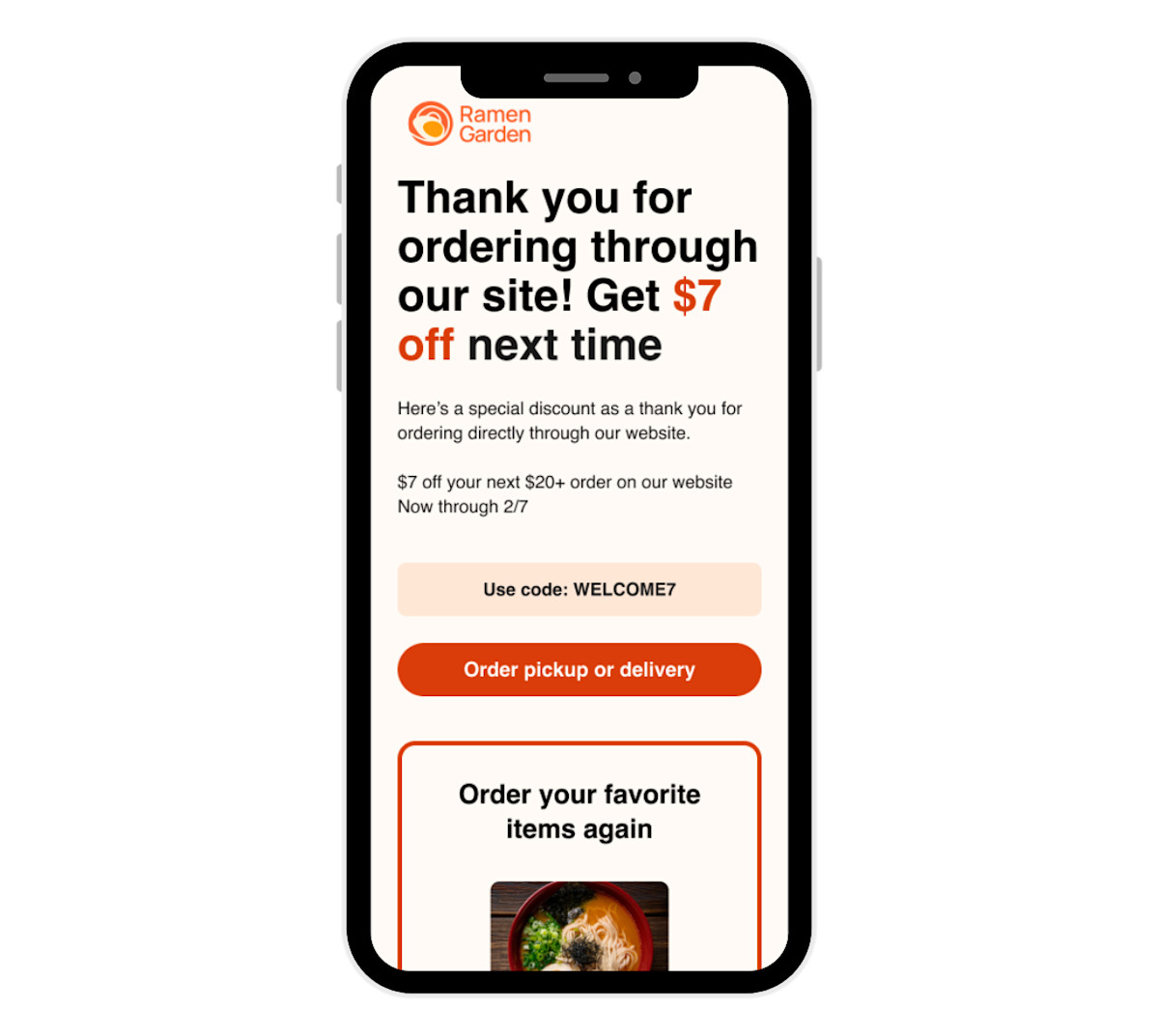 Mx Blog - Commerce Platform - Ramen Gardens Email Example