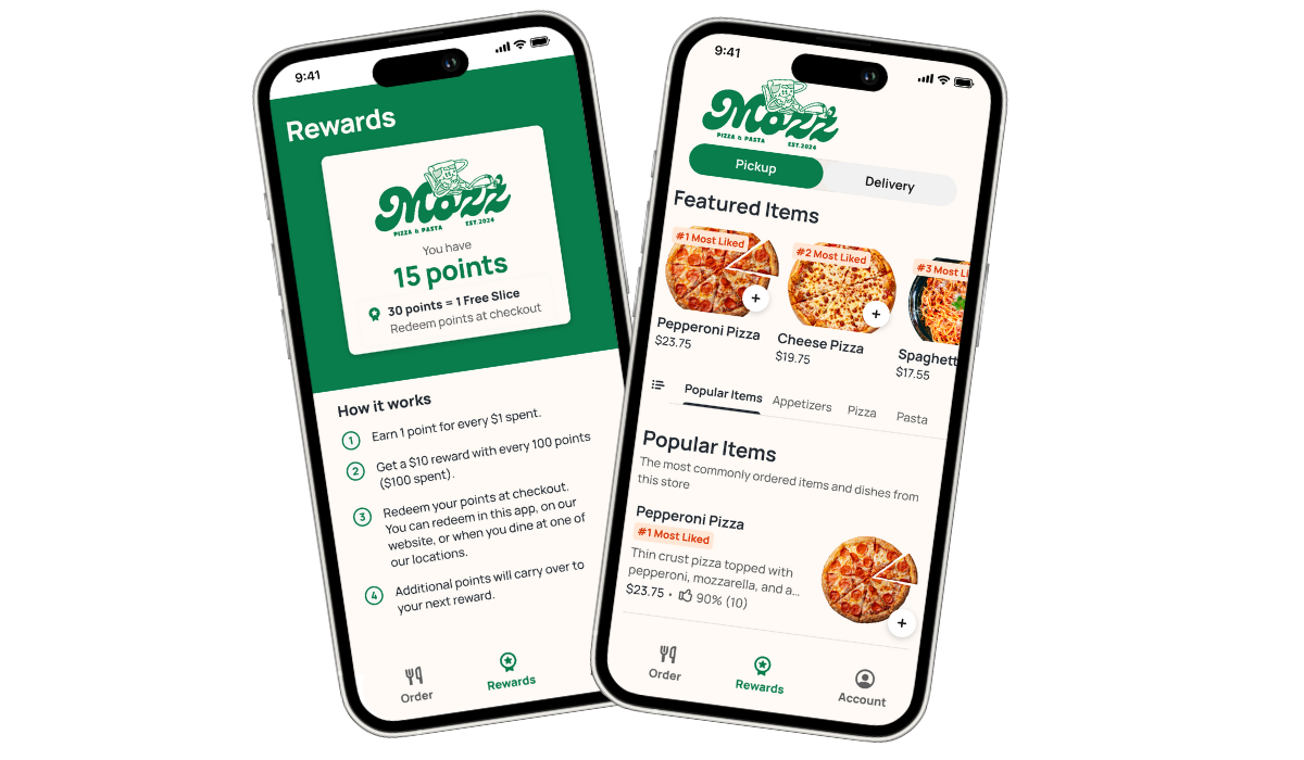 Mx - App for Restaurant - Mozz Screens