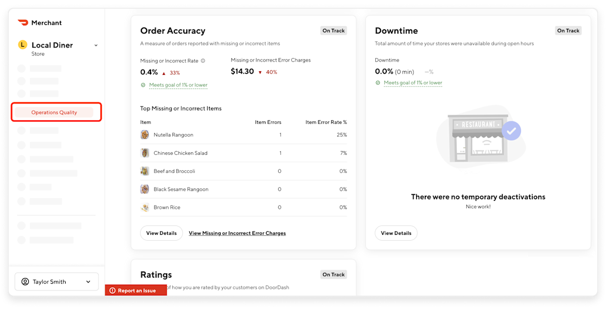 missing and incorrect items merchant portal