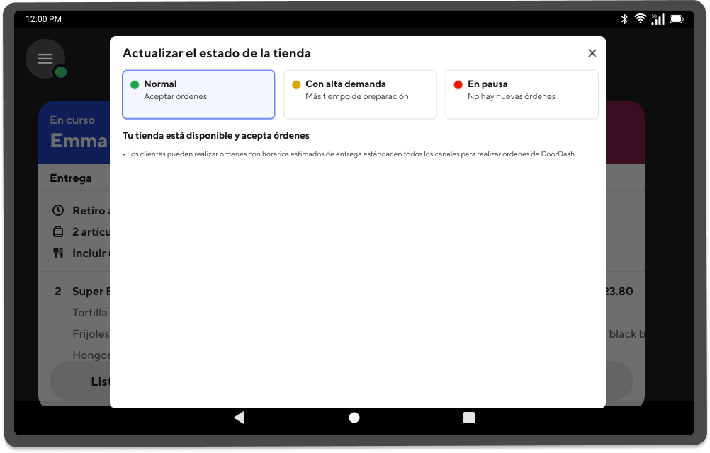 Update store status - ES