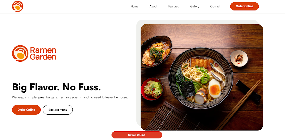 Ramen Garden website