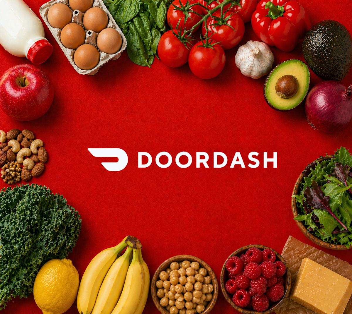 Grocery items around the DD logo