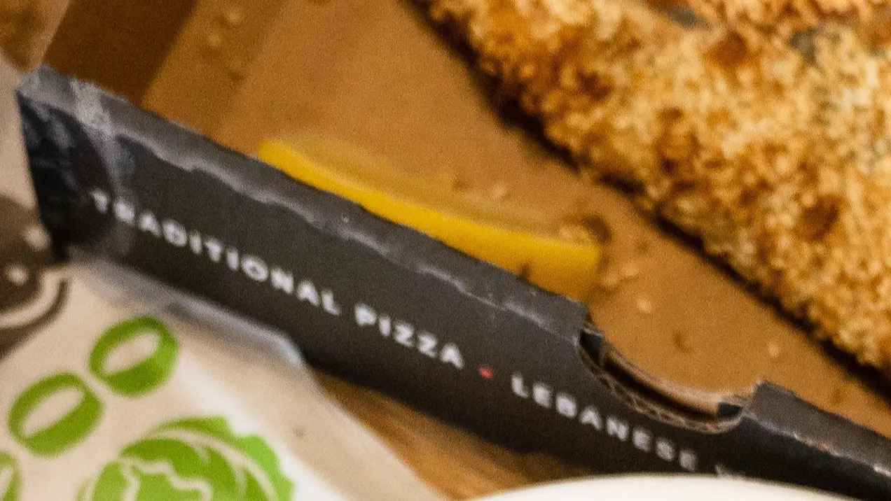 Table of different food items from Manoosh Pizzeria